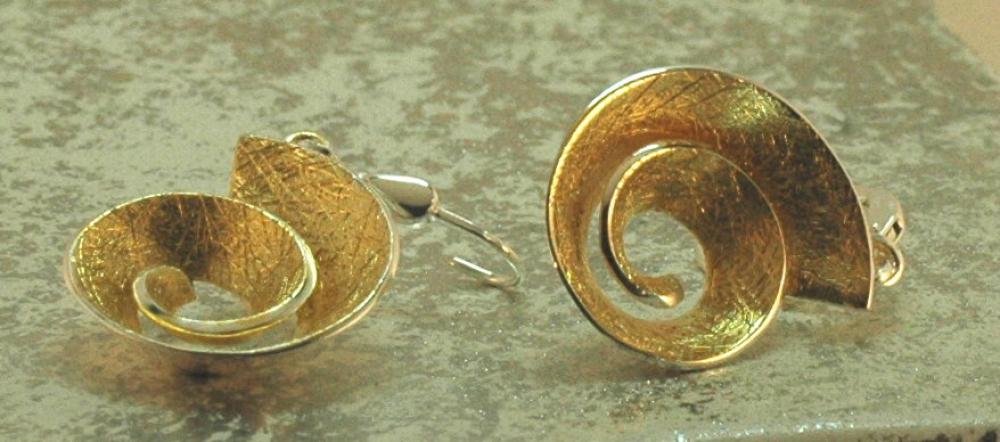 Silber-Ohrringe vergoldet Spiraldesign